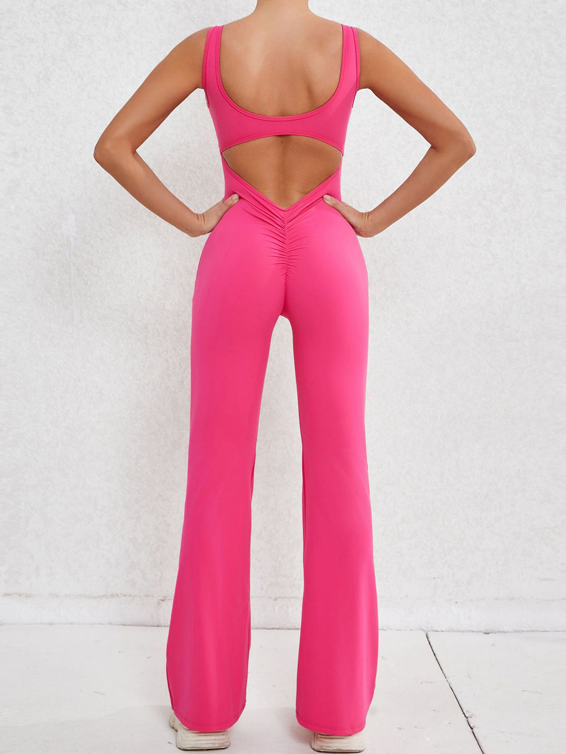 Cutout Wide Strap Scoop Neck Active Jumpsuit - Lily and Lavender Boutique