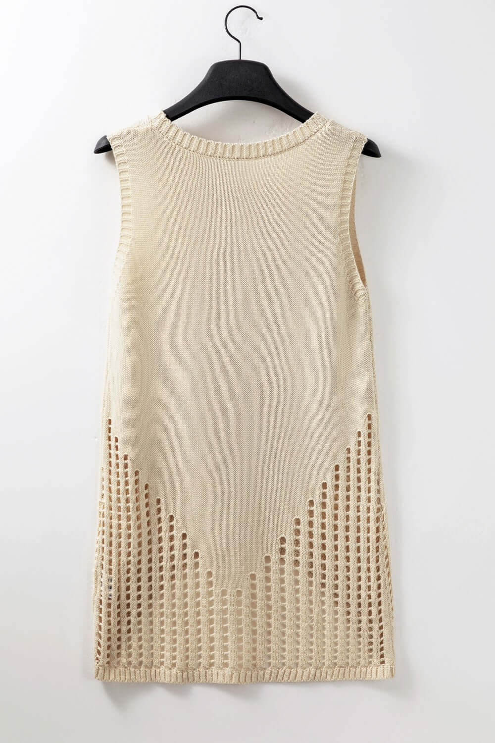 Openwork Round Neck Knit Vest