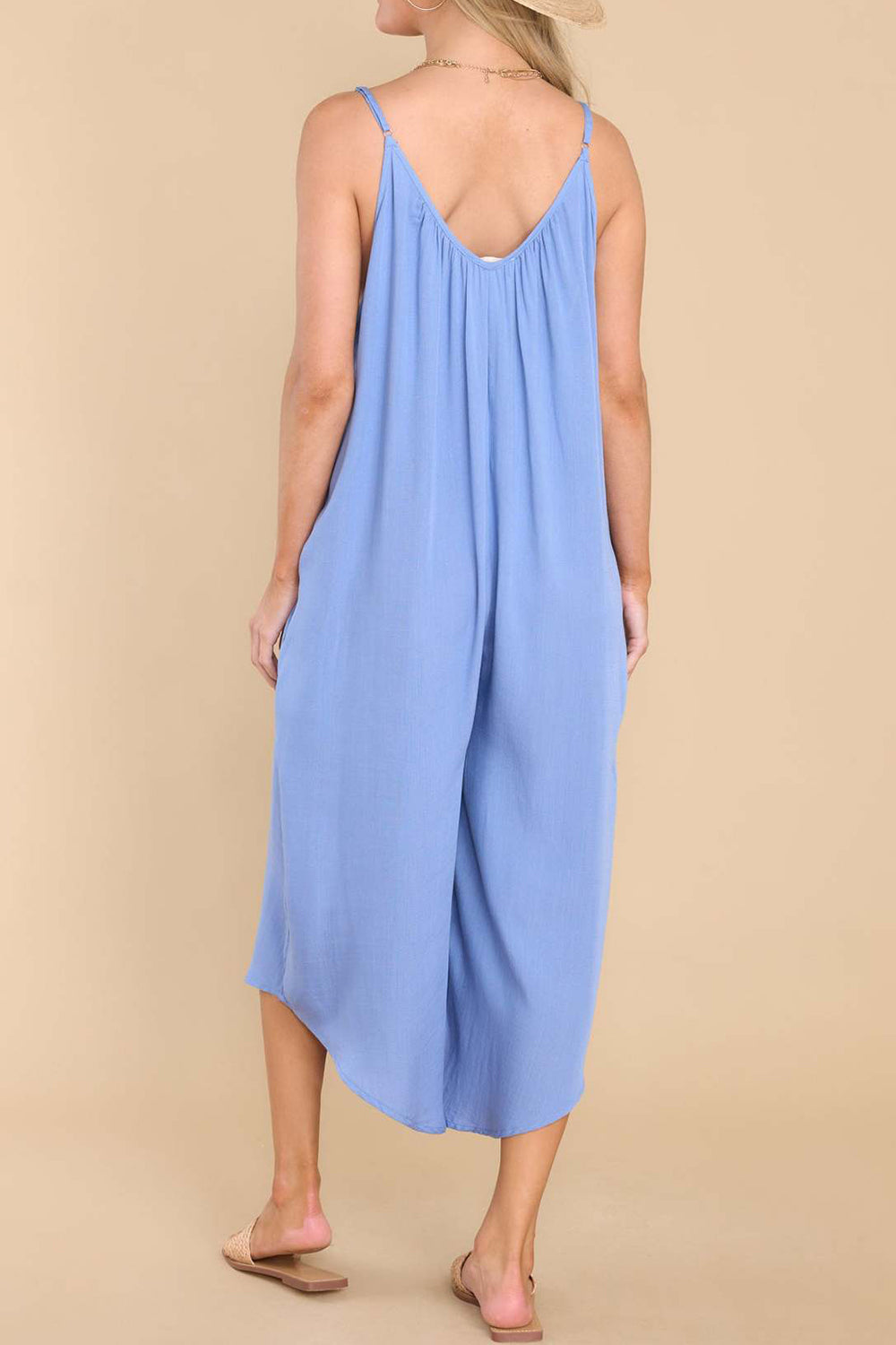 Pocketed Spaghetti Strap V-Neck Jumpsuit - Lily and Lavender Boutique