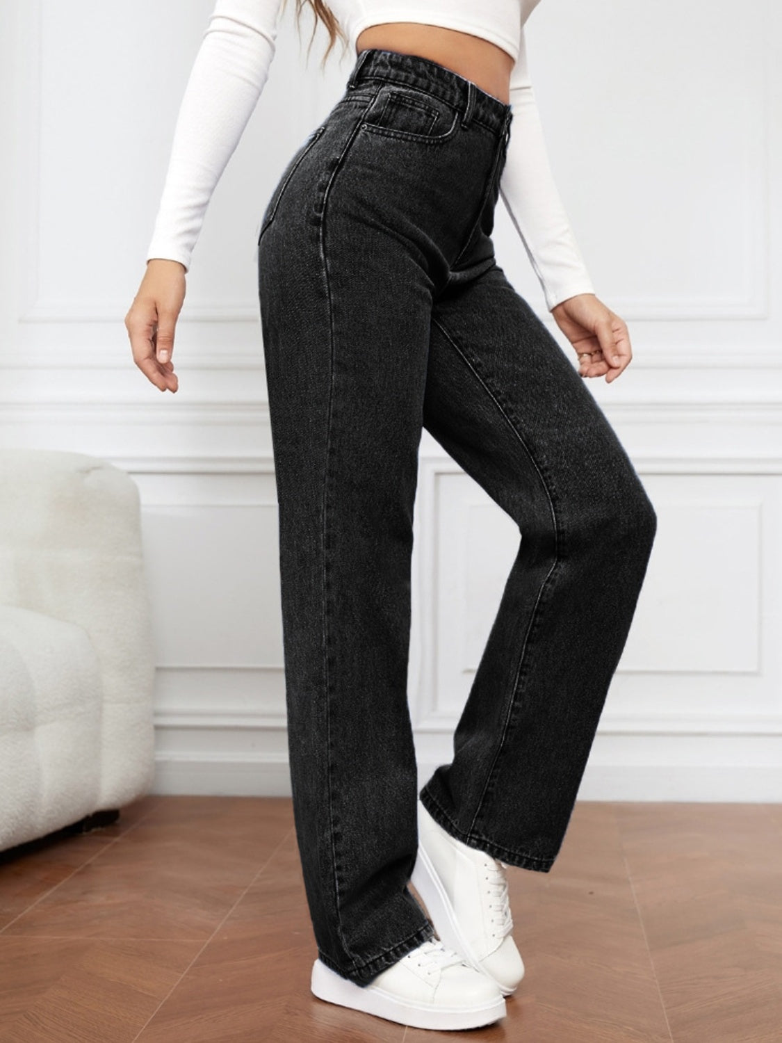 High Waist Straight Jeans - Lily and Lavender Boutique