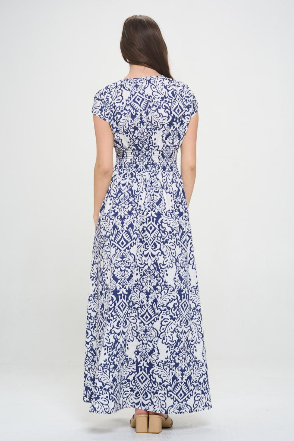 RENEE C Printed Smocked Waist Maxi Dress - Lily and Lavender Boutique