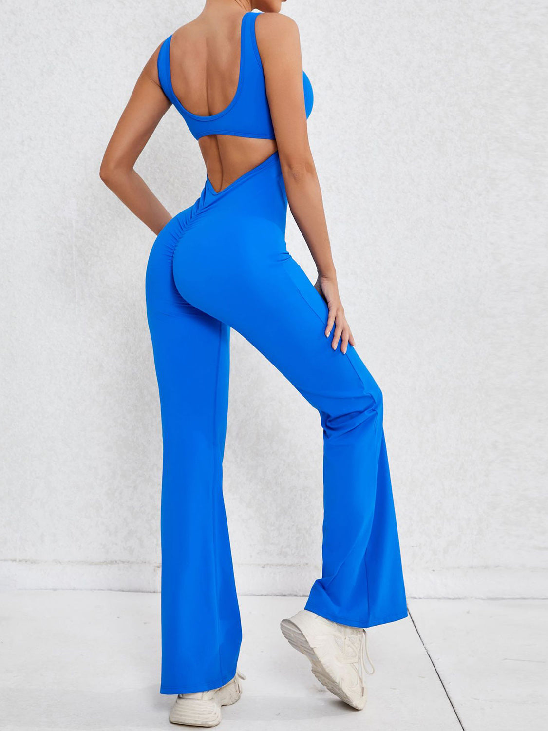 Cutout Wide Strap Scoop Neck Active Jumpsuit - Lily and Lavender Boutique