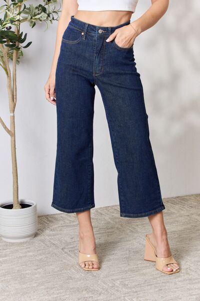 Judy Blue Full Size High Waist Cropped Wide Leg Jeans - Lily and Lavender Boutique