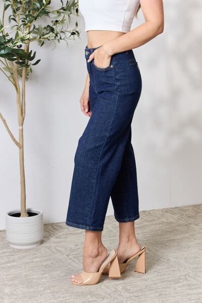 Judy Blue Full Size High Waist Cropped Wide Leg Jeans - Lily and Lavender Boutique