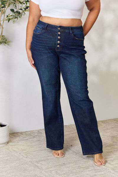 Judy Blue Full Size Button-Fly Straight Jeans - Lily and Lavender Boutique