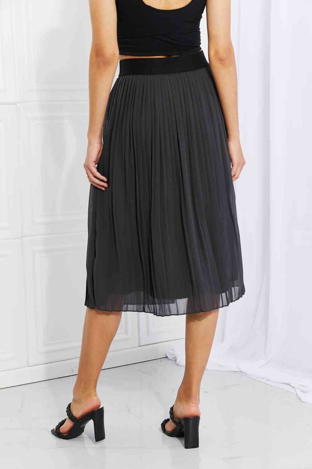 Zenana Full Size Romantic At Heart Pleated Chiffon Midi Skirt - Lily and Lavender Boutique