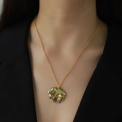 Inlaid Zircon Brass Geometric Shape Pendant Necklace - Lily and Lavender Boutique