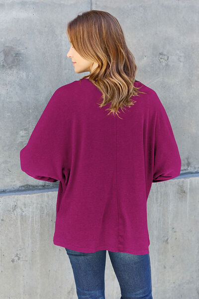 Double Take Full Size Round Neck Long Sleeve T-Shirt - Lily and Lavender Boutique