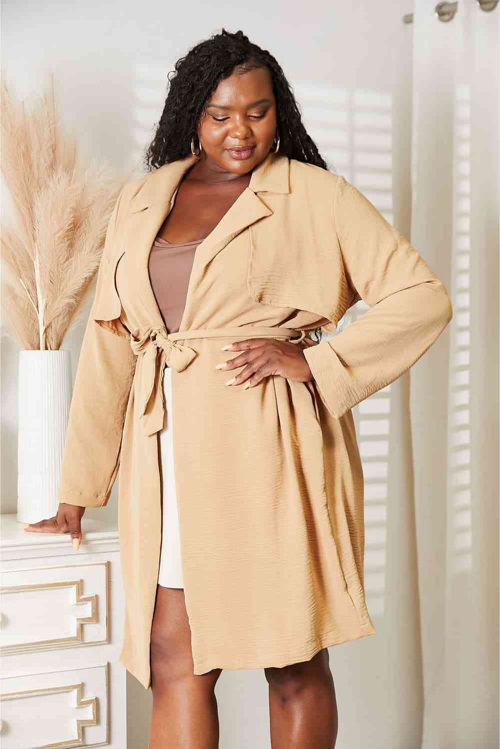 Culture Code Full Size Tied Trench Coat with Pockets - Lily and Lavender Boutique