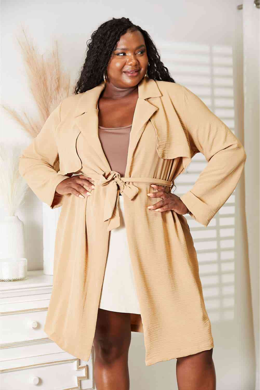 Culture Code Full Size Tied Trench Coat with Pockets - Lily and Lavender Boutique