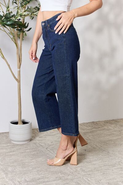 Judy Blue Full Size High Waist Cropped Wide Leg Jeans - Lily and Lavender Boutique