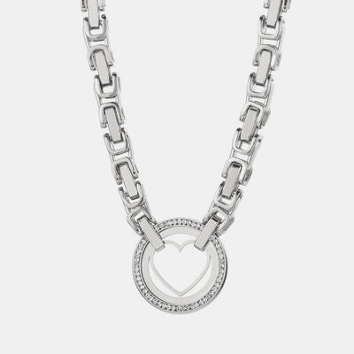 Cutout Heart Shape Inlaid Zircon Chain Necklace - Lily and Lavender Boutique