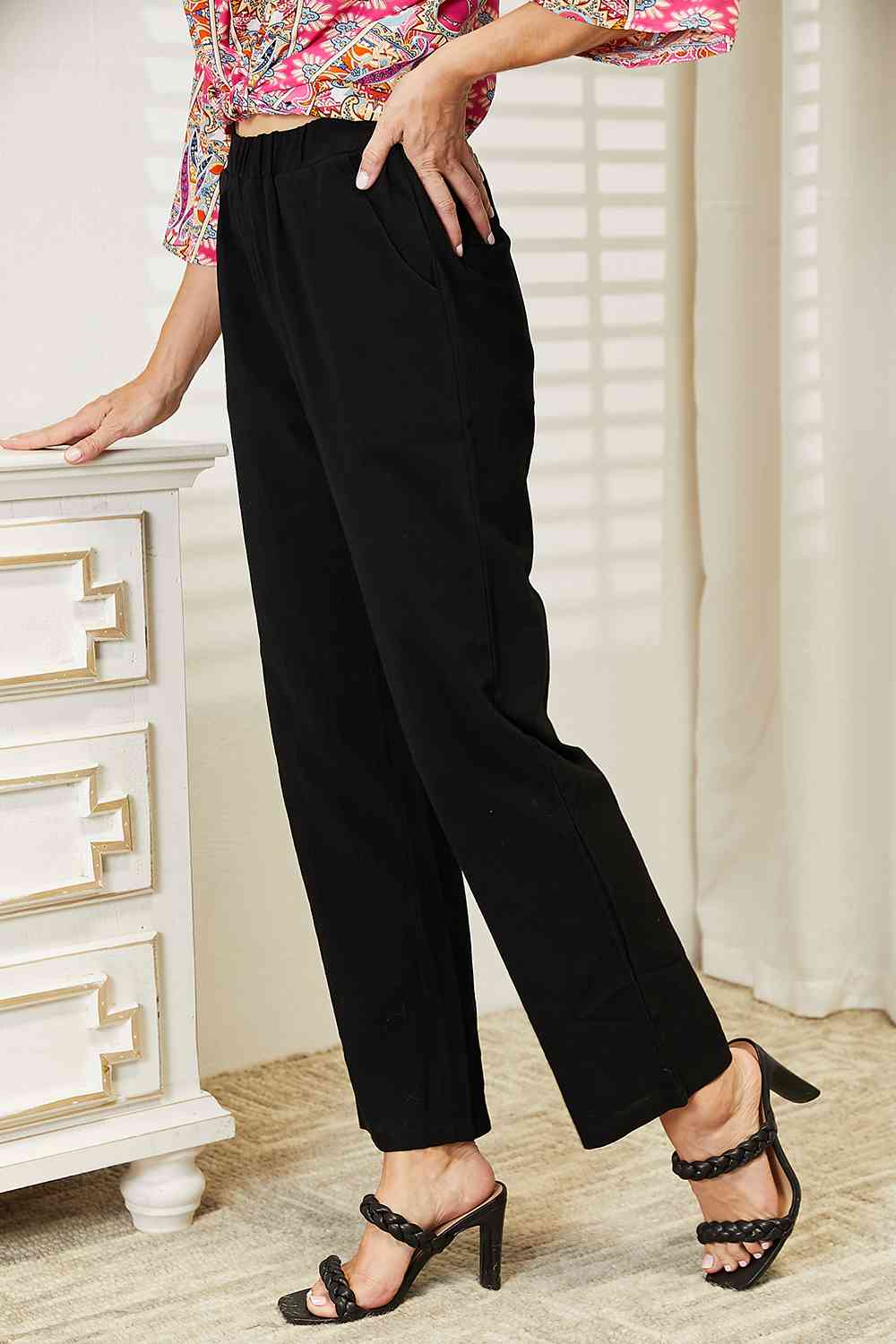 Double Take Pull-On Pants with Pockets - Lily and Lavender Boutique