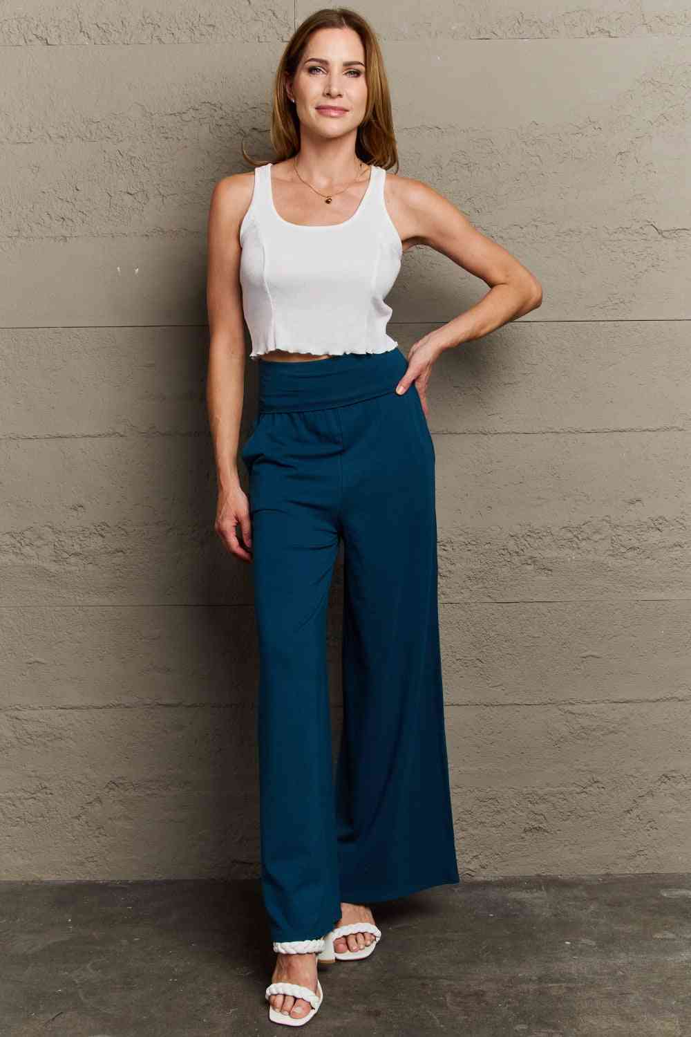 Culture Code My Best Wish Full Size High Waisted Palazzo Pants - Lily and Lavender Boutique