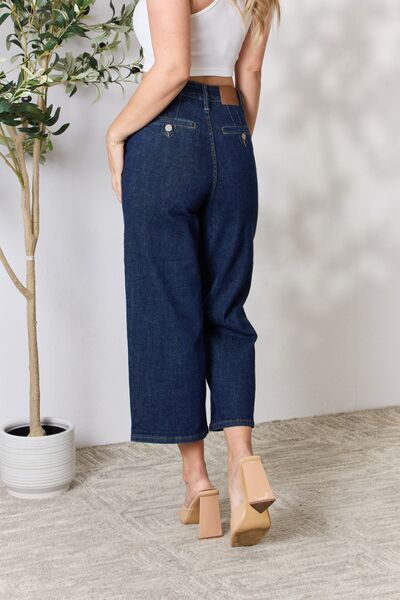 Judy Blue Full Size High Waist Cropped Wide Leg Jeans - Lily and Lavender Boutique