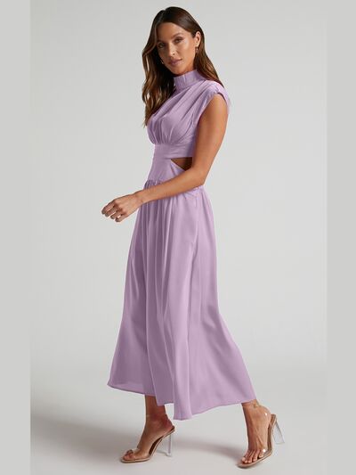 Cutout Mock Neck Sleeveless Dress - Lily and Lavender Boutique