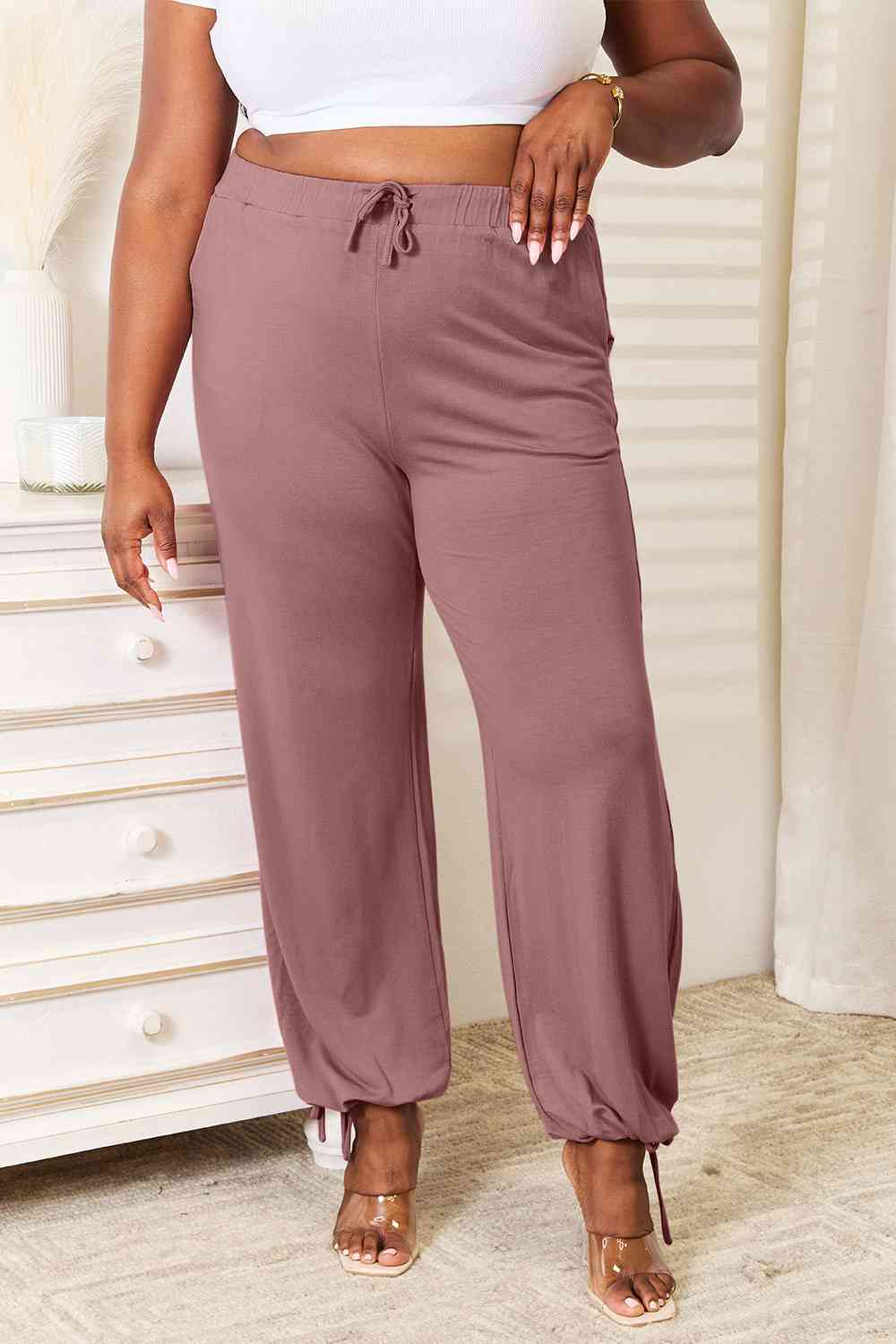 Basic Bae Full Size Soft Rayon Drawstring Waist Pants with Pockets - Lily and Lavender Boutique