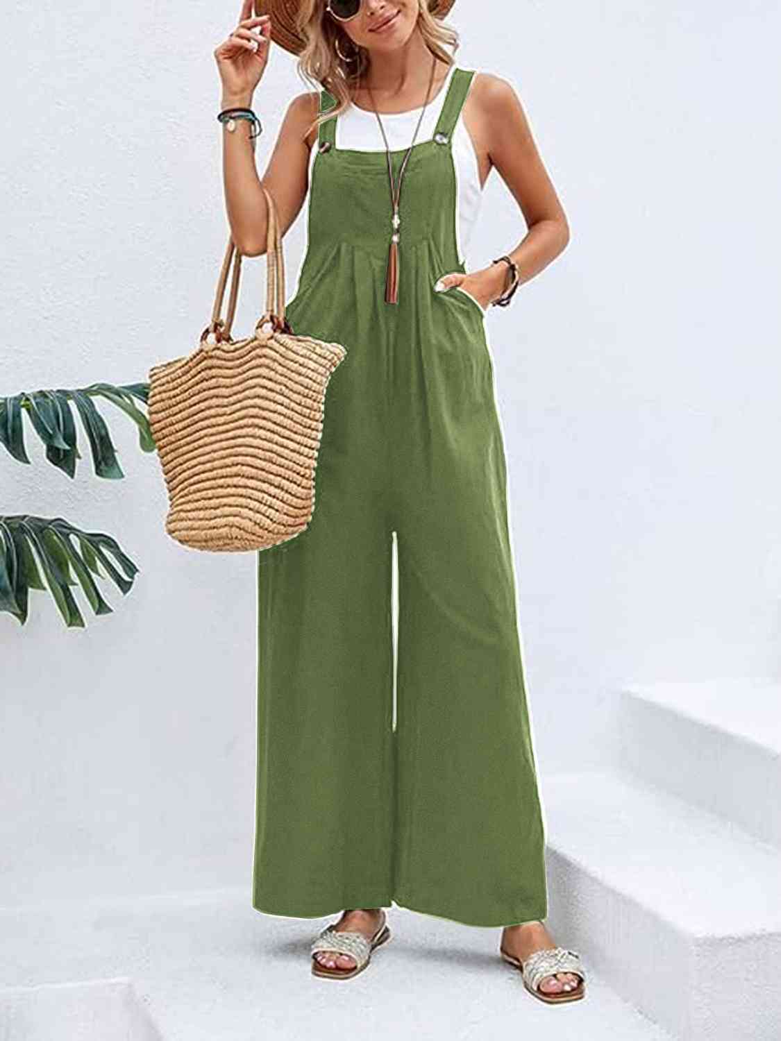 Full Size Wide Leg Overalls with Pockets - Lily and Lavender Boutique