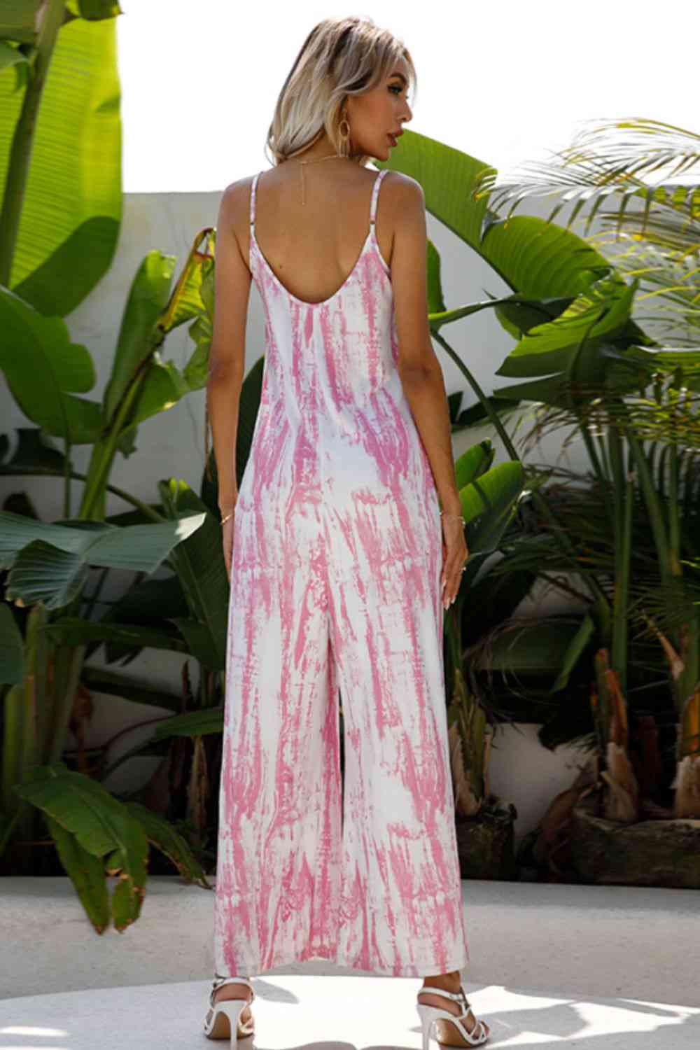 Tie-Dye Spaghetti Strap Jumpsuit with Pockets - Lily and Lavender Boutique