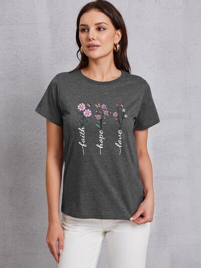 Graphic Round Neck Short Sleeve T-Shirt - Lily and Lavender Boutique