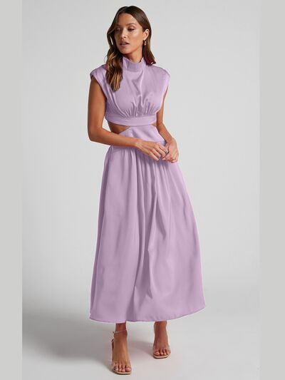 Cutout Mock Neck Sleeveless Dress - Lily and Lavender Boutique