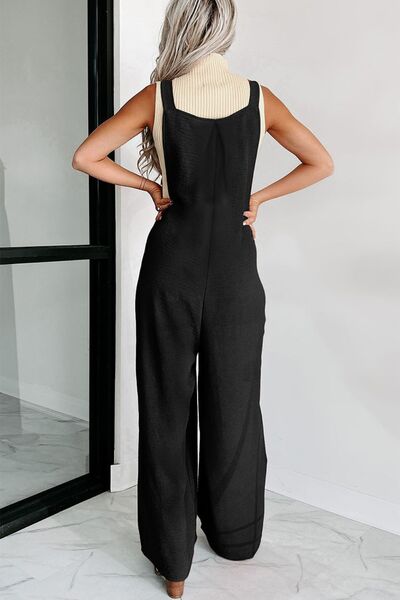 Square Neck Wide Strap Jumpsuit - Lily and Lavender Boutique