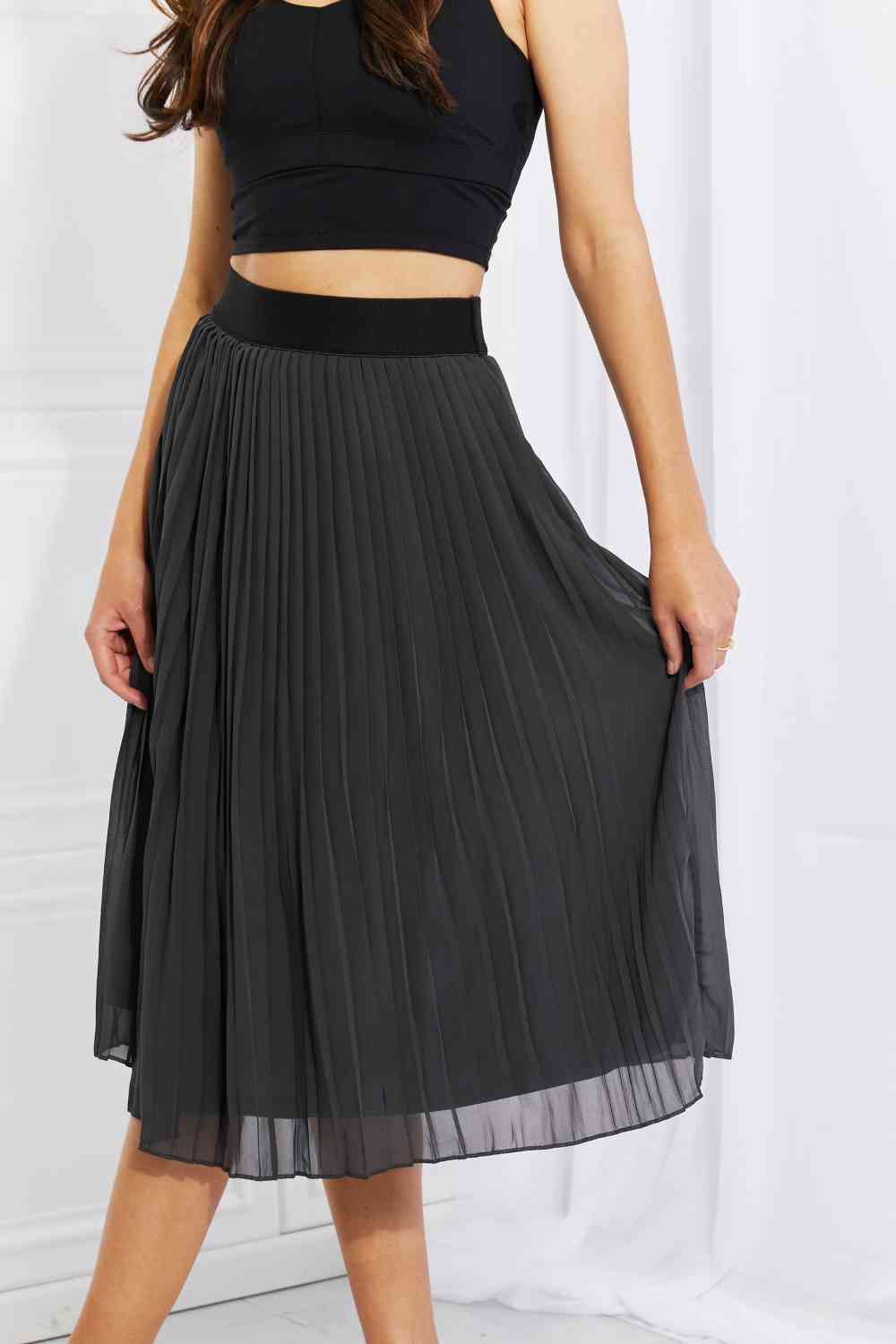 Zenana Full Size Romantic At Heart Pleated Chiffon Midi Skirt - Lily and Lavender Boutique