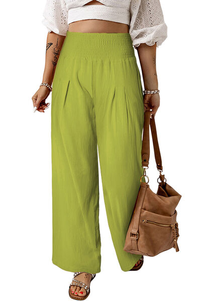 Smocked High Waist Wide Leg Pants - Lily and Lavender Boutique