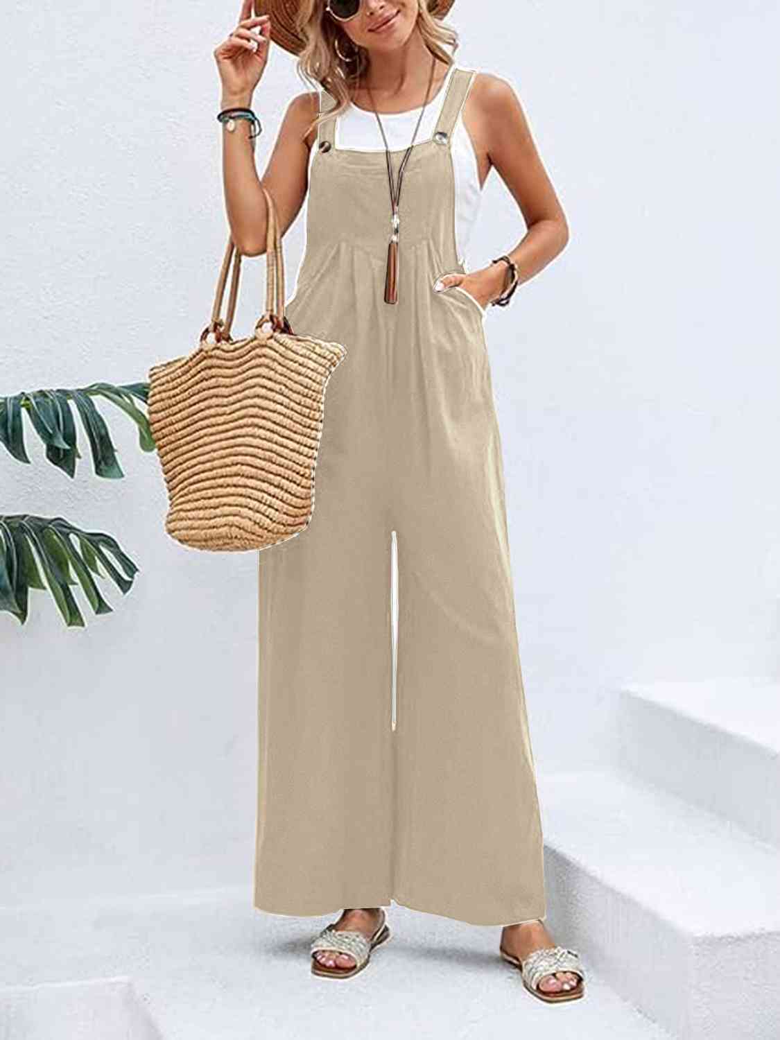 Full Size Wide Leg Overalls with Pockets - Lily and Lavender Boutique