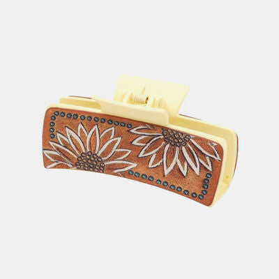 Sunflower PU Leather Acrylic Claw Clip - Lily and Lavender Boutique