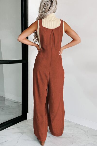 Square Neck Wide Strap Jumpsuit - Lily and Lavender Boutique