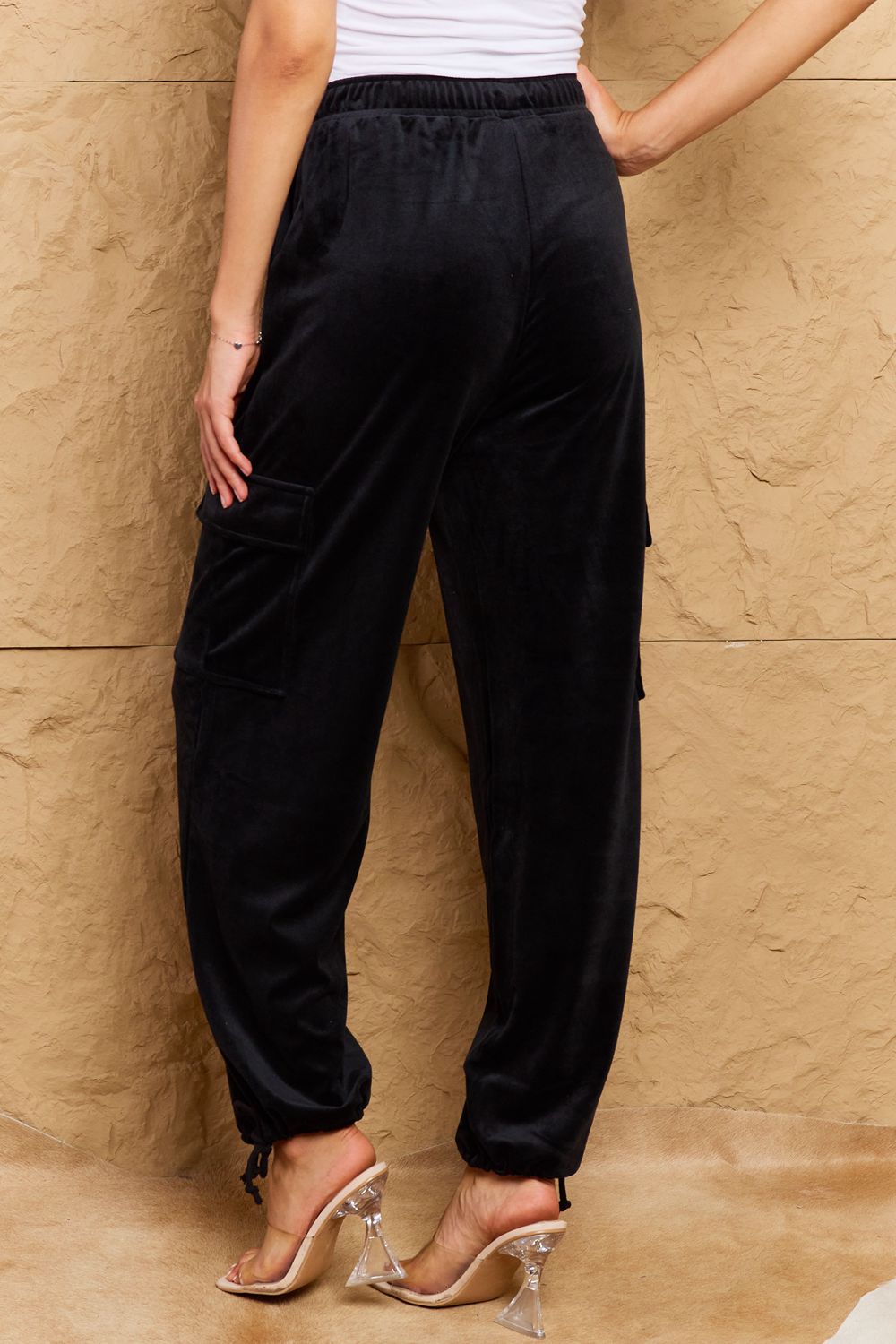 HYFVE Chic For Days High Waist Drawstring Cargo Pants in Black - Lily and Lavender Boutique