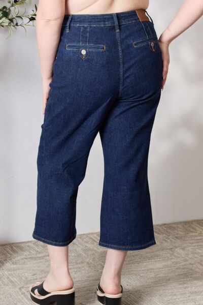 Judy Blue Full Size High Waist Cropped Wide Leg Jeans - Lily and Lavender Boutique