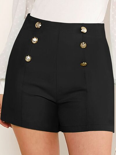 Decorative Button High Waist Shorts - Lily and Lavender Boutique