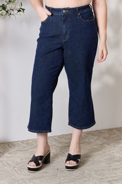 Judy Blue Full Size High Waist Cropped Wide Leg Jeans - Lily and Lavender Boutique