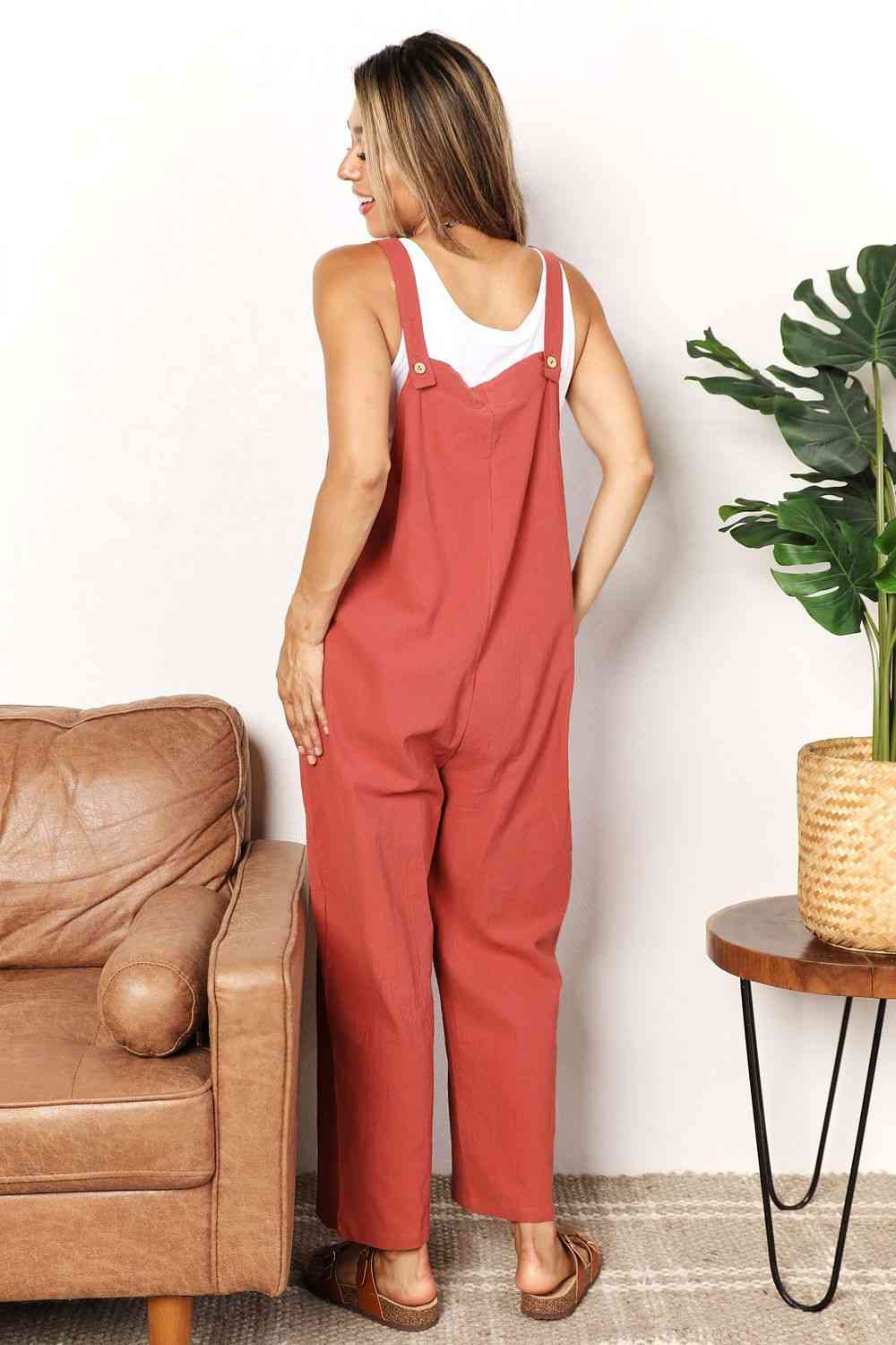 Double Take Wide Leg Overalls with Front Pockets - Lily and Lavender Boutique