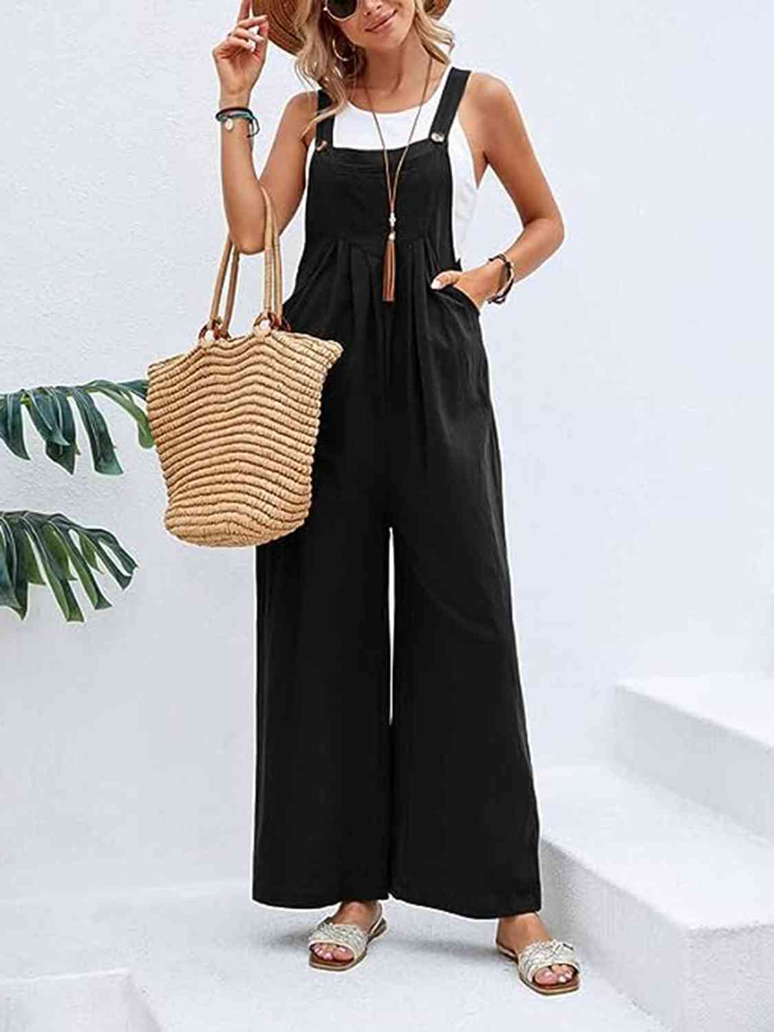 Full Size Wide Leg Overalls with Pockets - Lily and Lavender Boutique