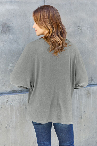 Double Take Full Size Round Neck Long Sleeve T-Shirt - Lily and Lavender Boutique