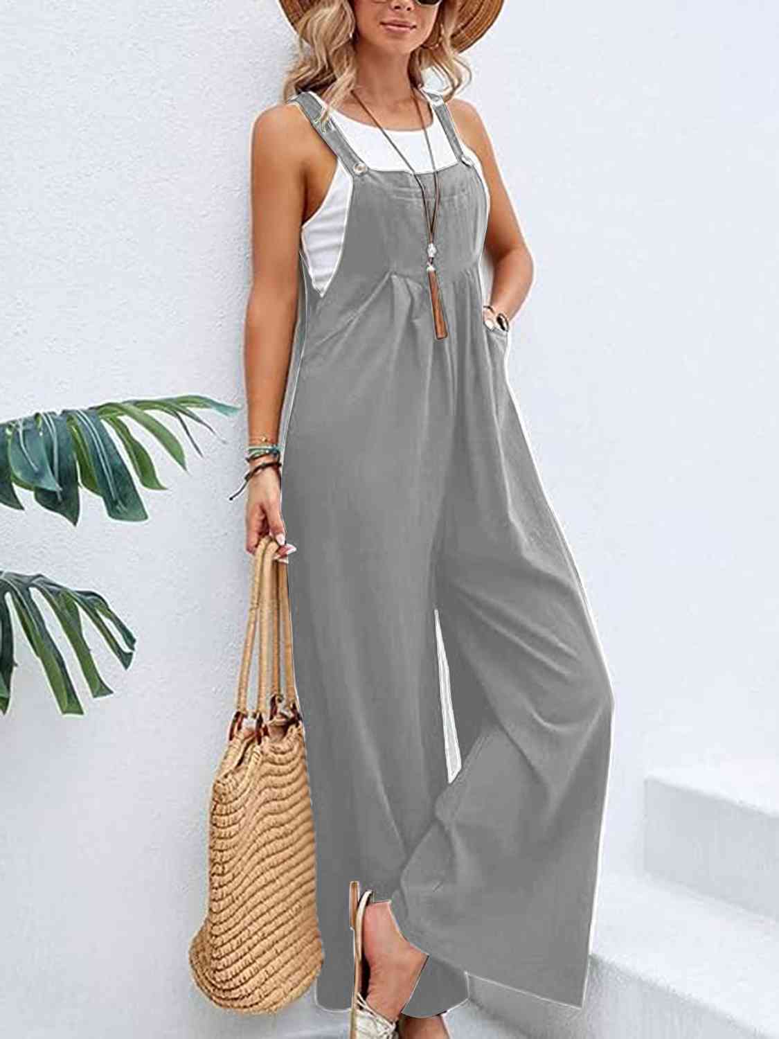 Full Size Wide Leg Overalls with Pockets - Lily and Lavender Boutique