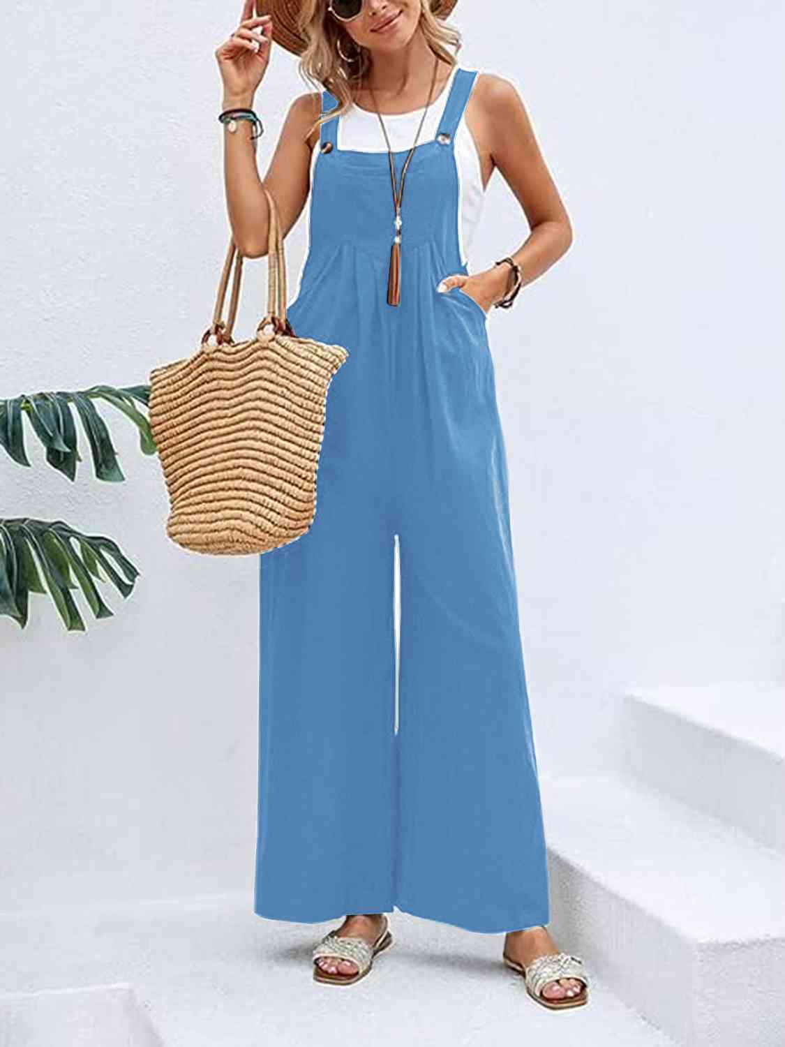 Full Size Wide Leg Overalls with Pockets - Lily and Lavender Boutique