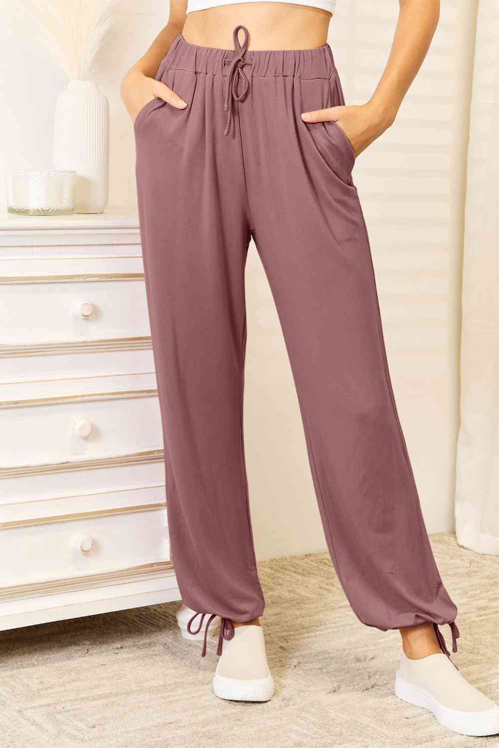 Basic Bae Full Size Soft Rayon Drawstring Waist Pants with Pockets - Lily and Lavender Boutique