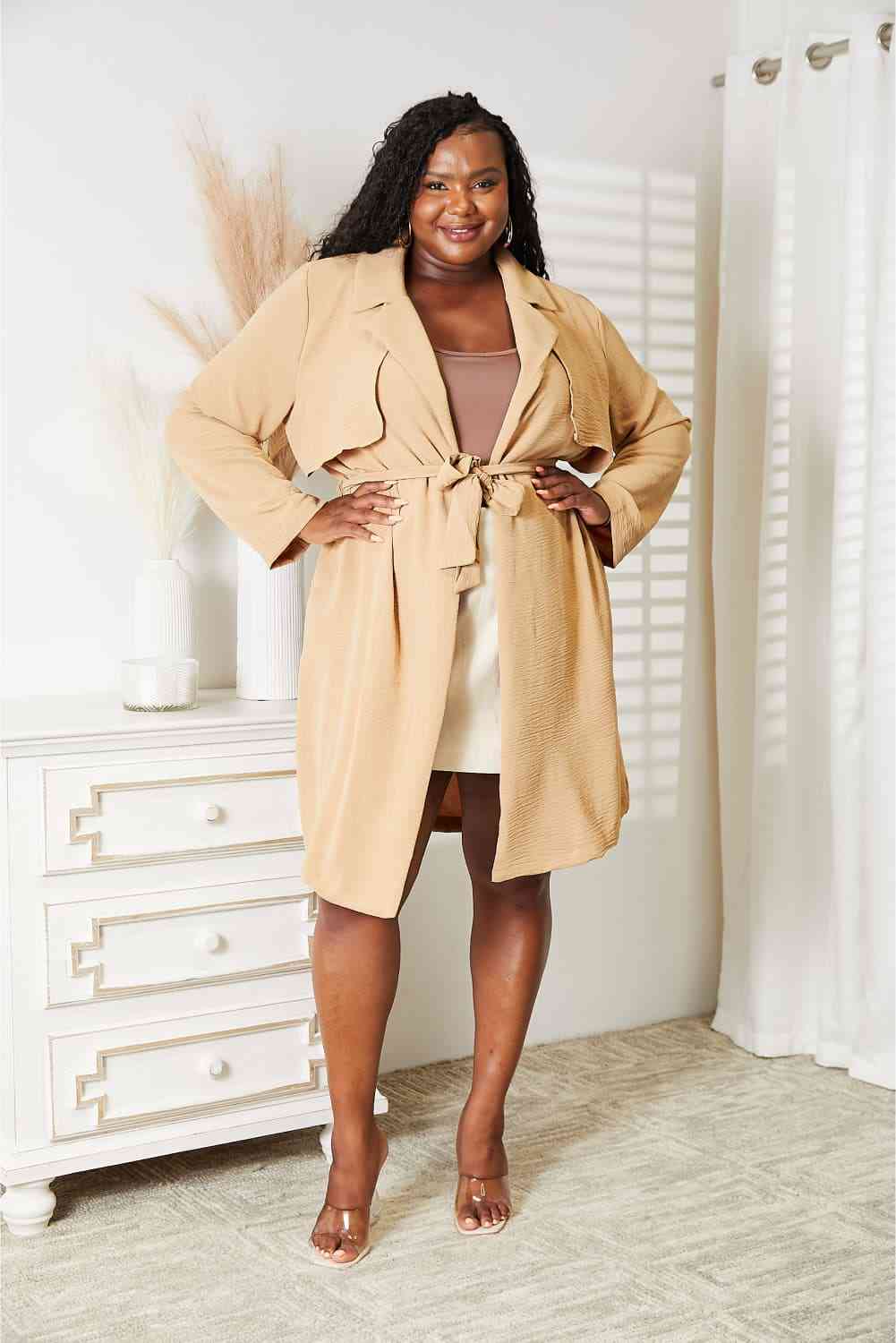 Culture Code Full Size Tied Trench Coat with Pockets - Lily and Lavender Boutique