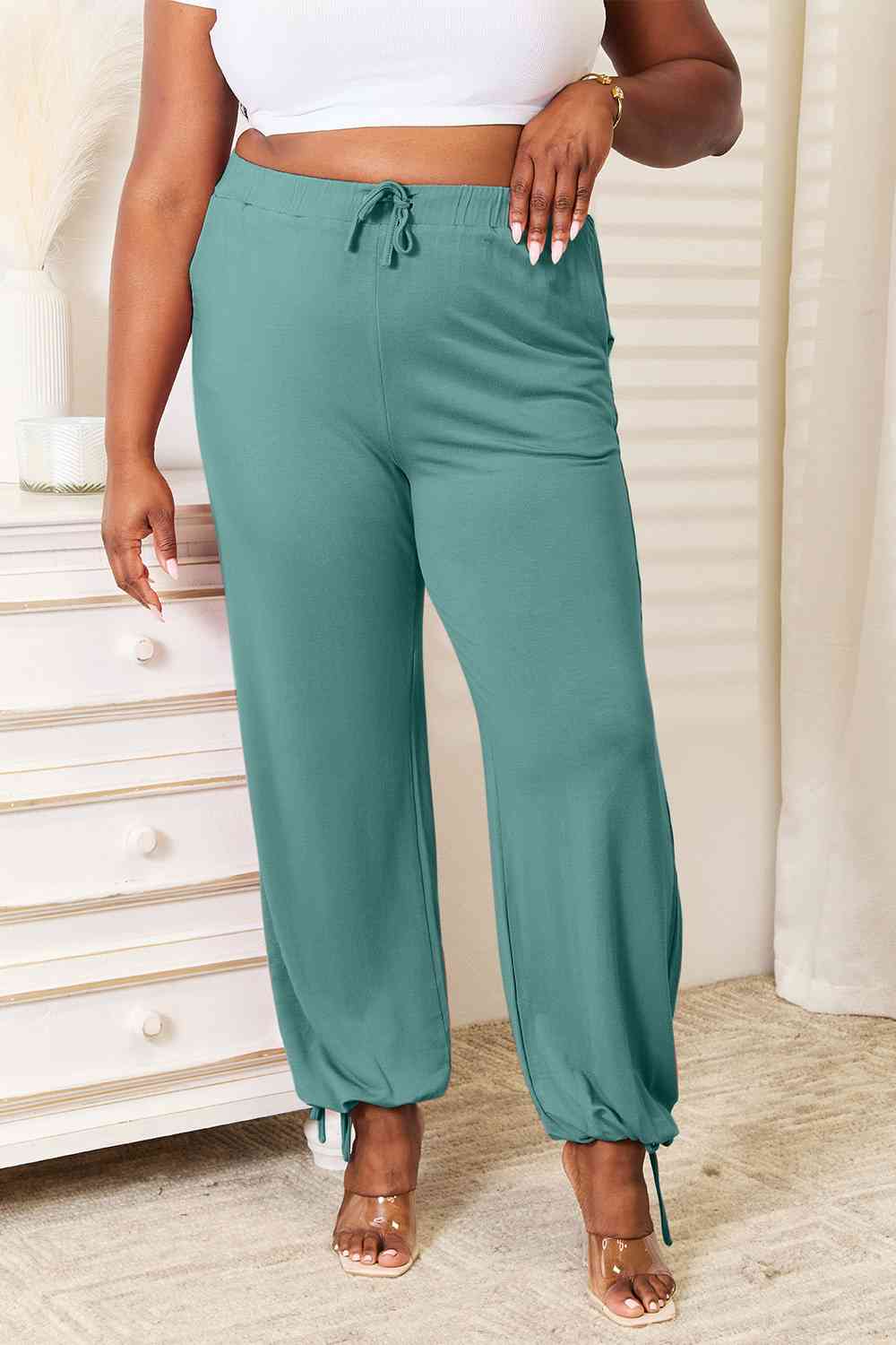 Basic Bae Full Size Soft Rayon Drawstring Waist Pants with Pockets - Lily and Lavender Boutique