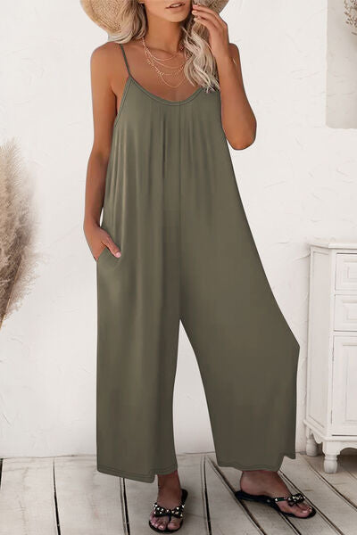 Scoop Neck Spaghetti Strap Jumpsuit - Lily and Lavender Boutique