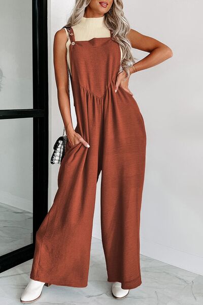 Square Neck Wide Strap Jumpsuit - Lily and Lavender Boutique