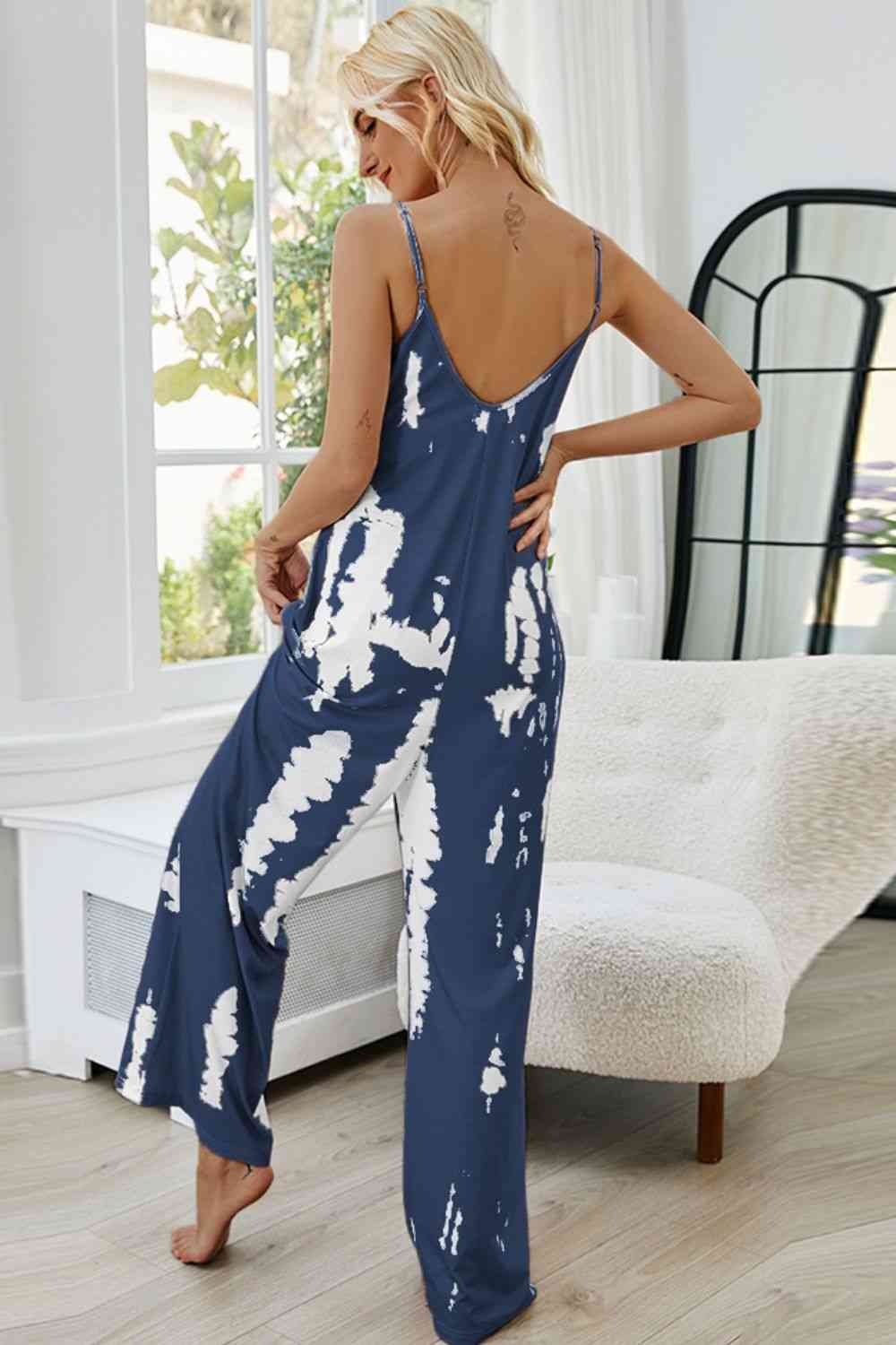 Tie-Dye Spaghetti Strap Jumpsuit with Pockets - Lily and Lavender Boutique