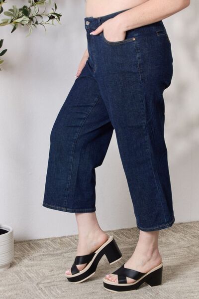 Judy Blue Full Size High Waist Cropped Wide Leg Jeans - Lily and Lavender Boutique