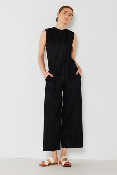 Marina West Swim Pleated Wide-Leg Pants with Side Pleat Detail - Lily and Lavender Boutique