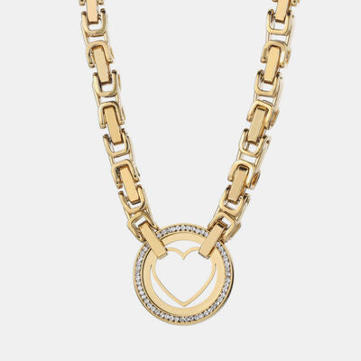 Cutout Heart Shape Inlaid Zircon Chain Necklace - Lily and Lavender Boutique