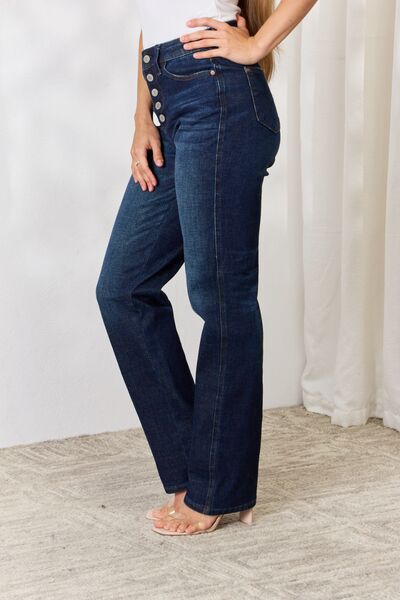 Judy Blue Full Size Button-Fly Straight Jeans - Lily and Lavender Boutique